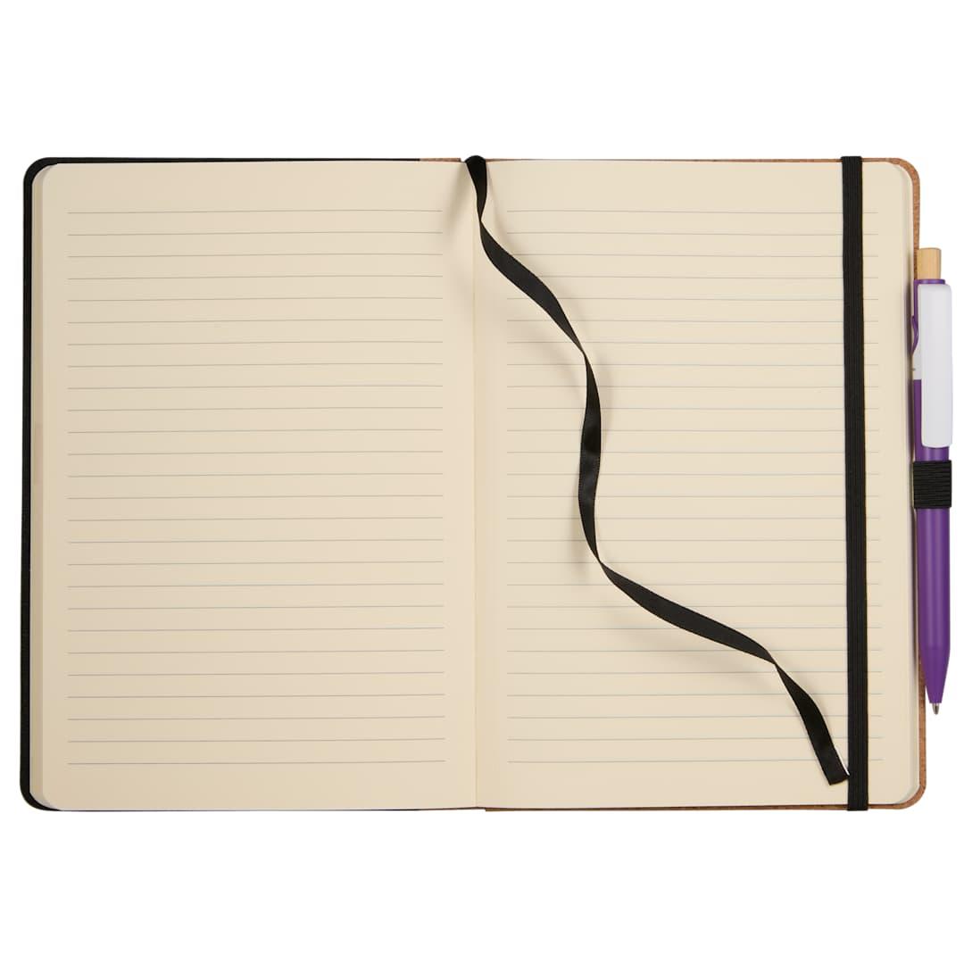 5.5 X 8.5 recycled pet and cork bound journal Black front