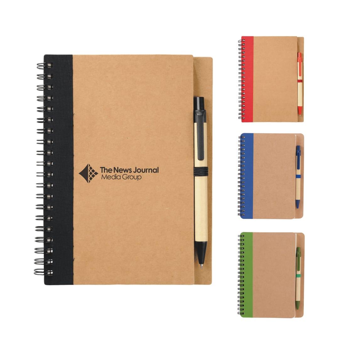 Fsc® mix 5 x 7 eco spiral notebook with pen Blue front
