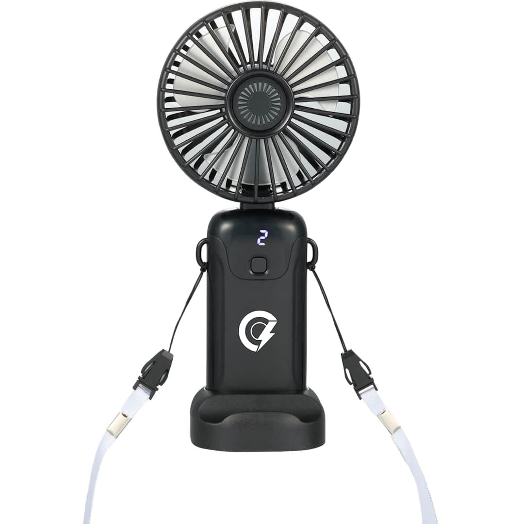 Rechargeable 100% rabs personal led fan Black front