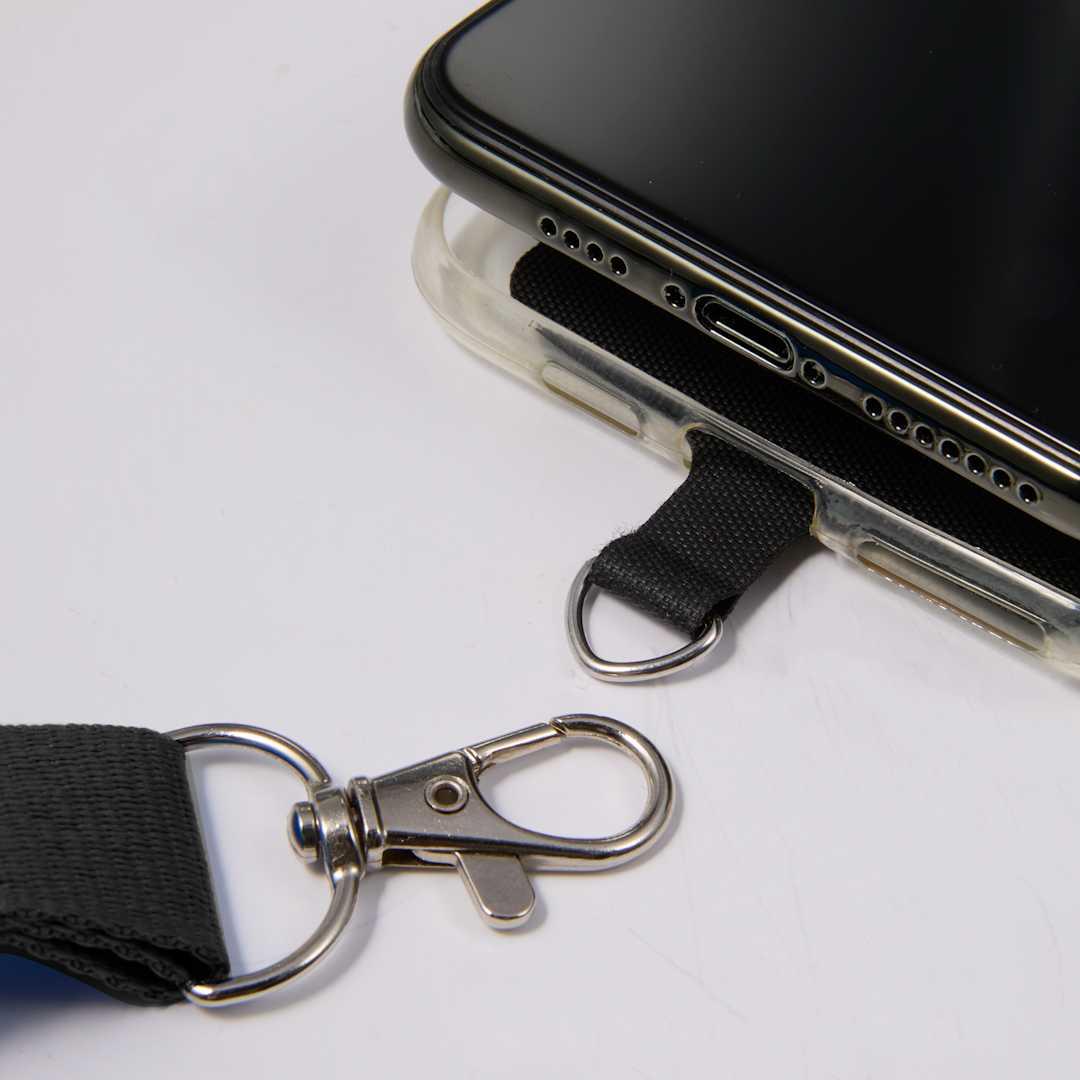 Adjustable recycled phone lanyard Black miniatura 6