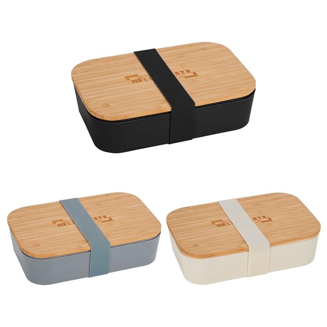 Bamboo fiber lunch box with cutting board lid Beige miniatura 15