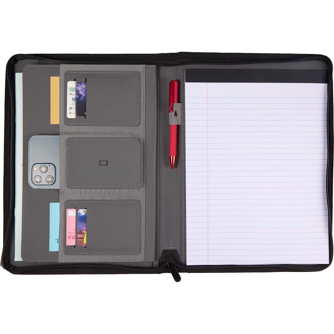 Puffer zippered padfolio with fsc© recycled paper Grey front