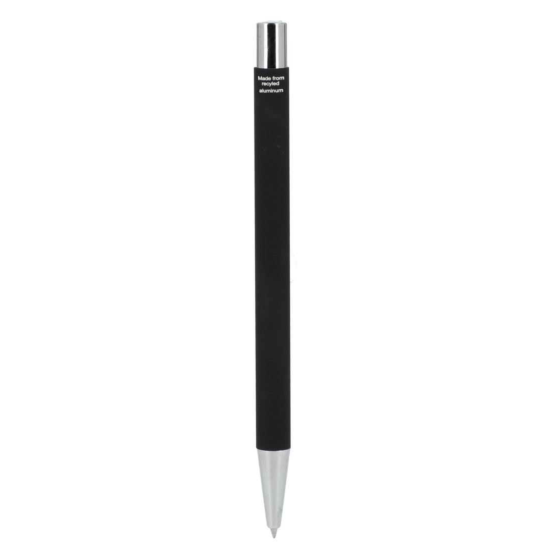 Maxi recycled aluminum soft touch gel pen Black front
