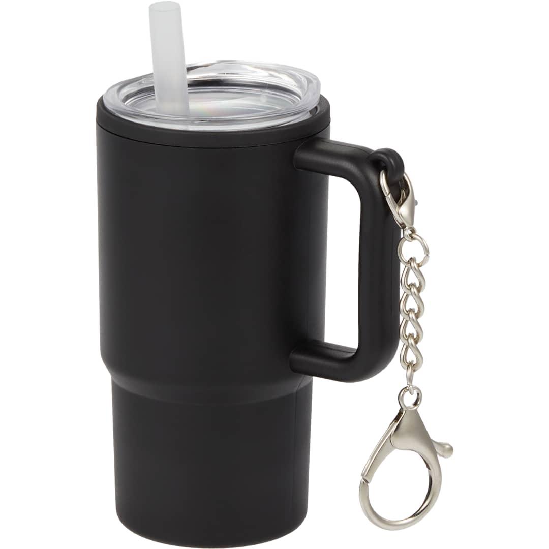 Shot glass tumbler w/ keychain 4oz Black front