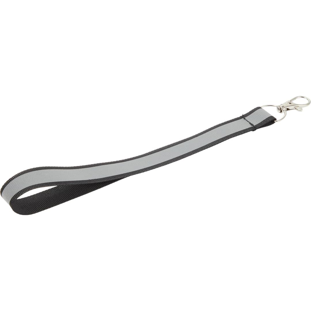 Reflective recycled wrist lanyard Black miniatura 3