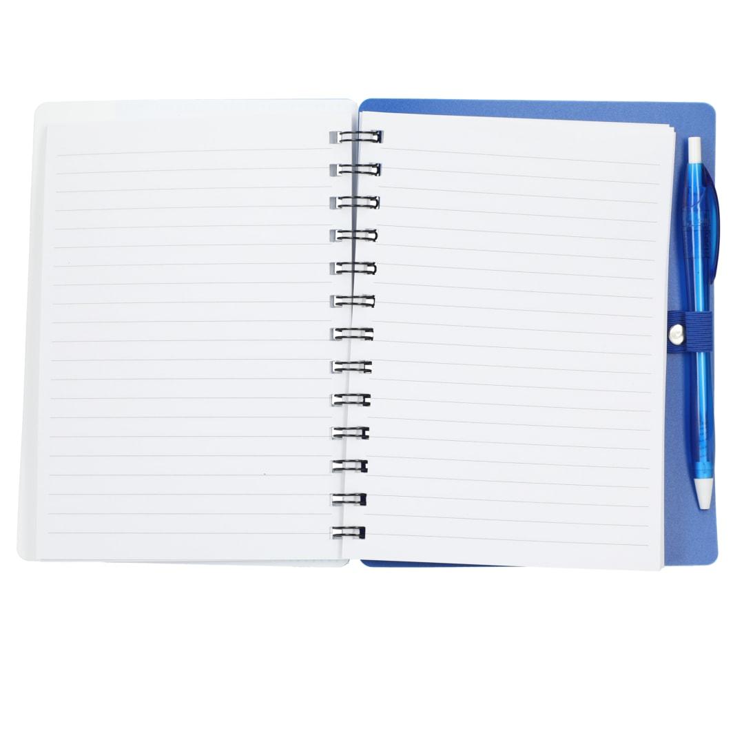 5 X 7 recycled dual pocket spiral notebook w pen Blue miniatura 7