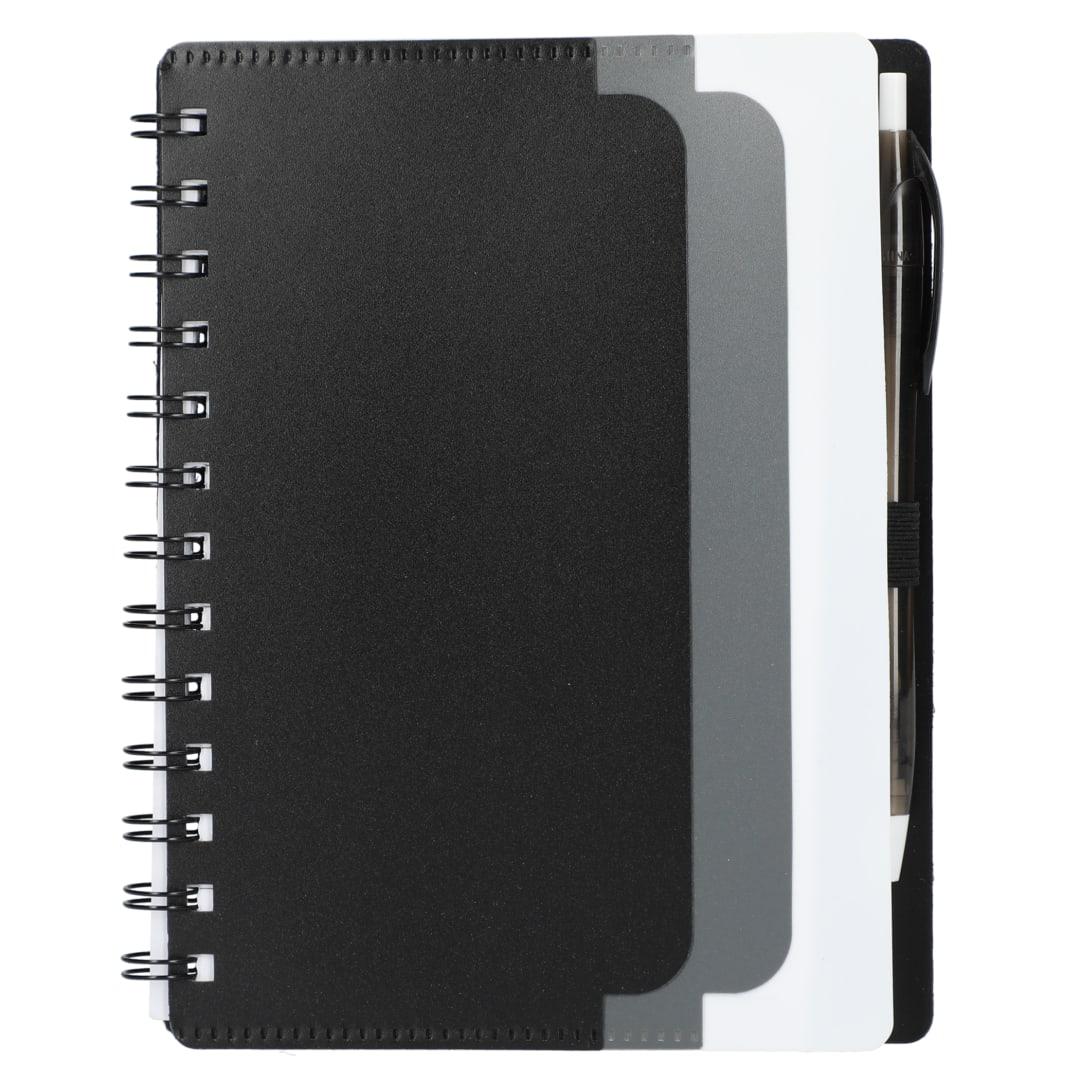 5 X 7 recycled dual pocket spiral notebook w pen Blue miniatura 2