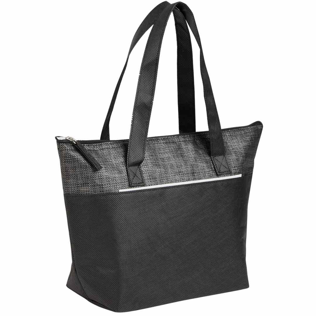Mist recycled 9-can non-woven tote cooler Black miniatura 3