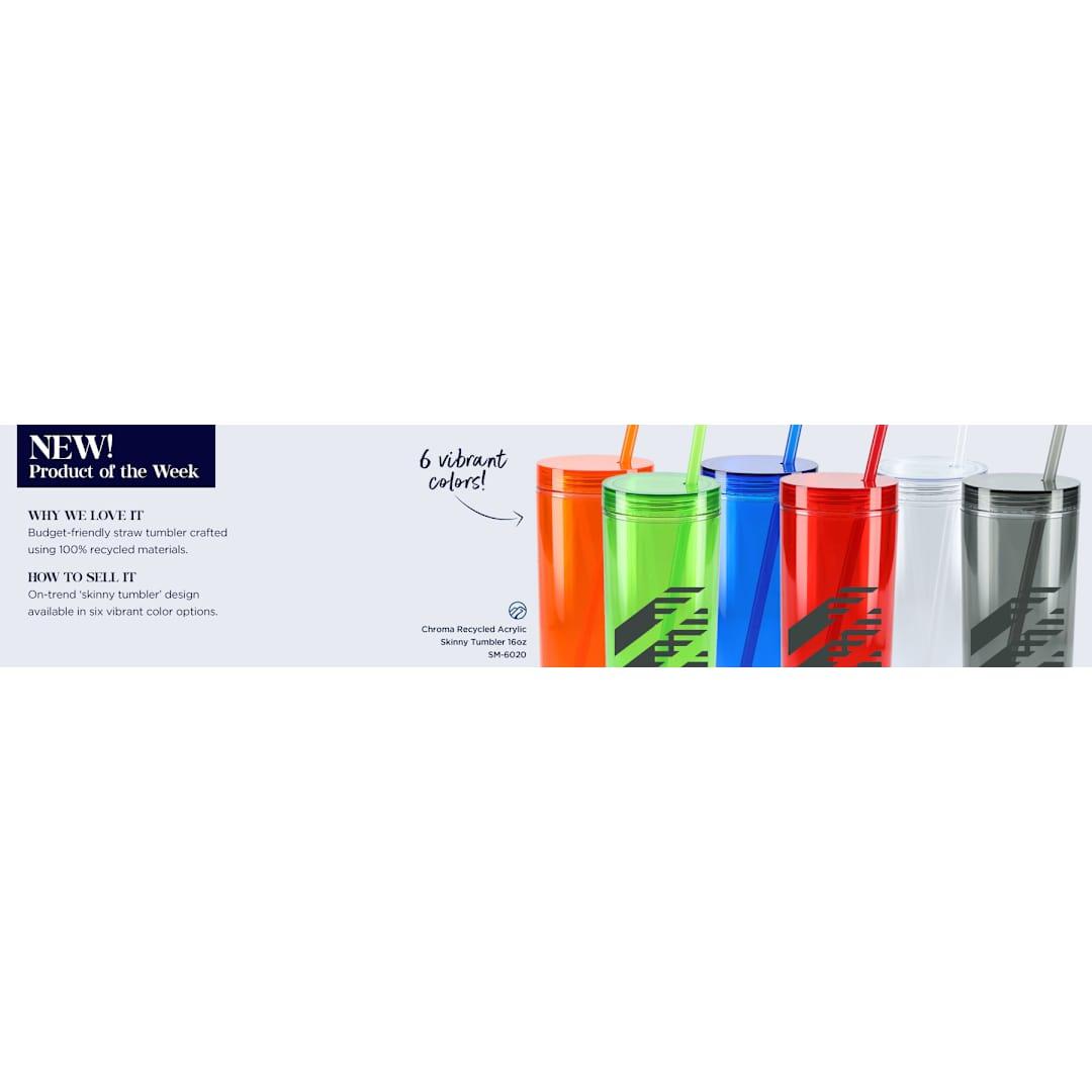 Chroma recycled acrylic straw tumbler 16oz Black miniatura 3