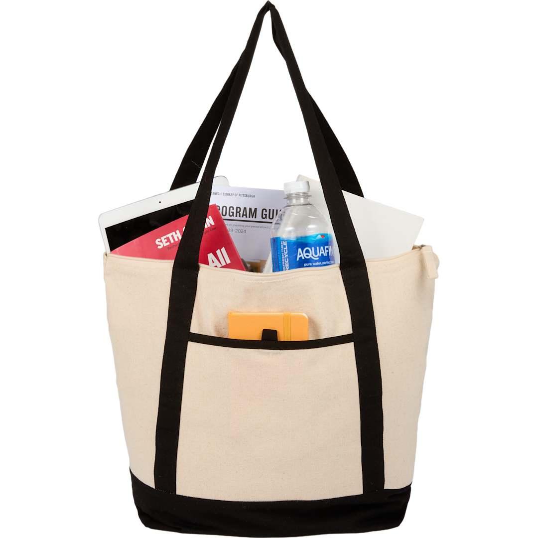 Isle 8oz organic cotton zippered tote Natural miniatura 6