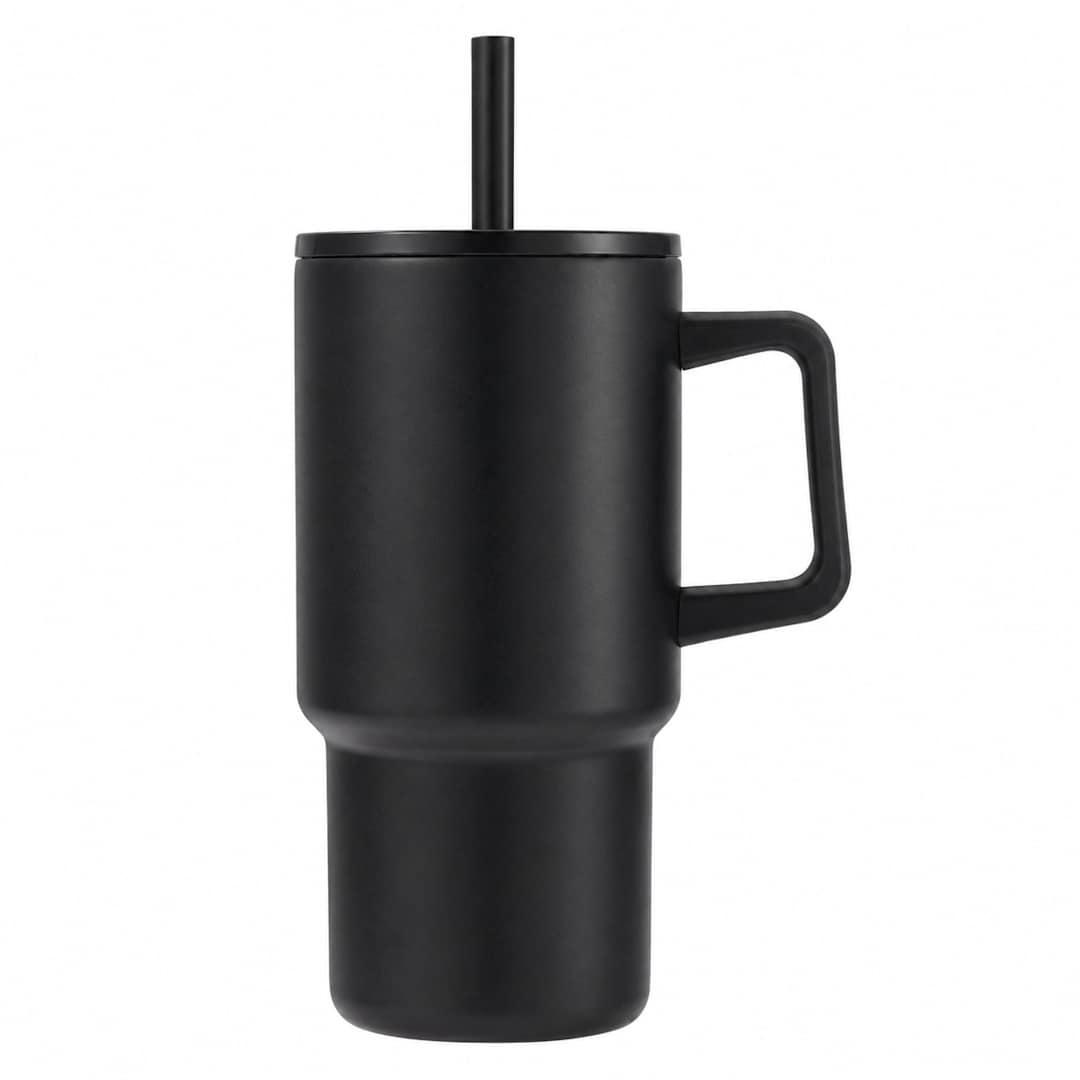 Summit 18oz recycled vacuum insulated mug w/ straw Black miniatura 11