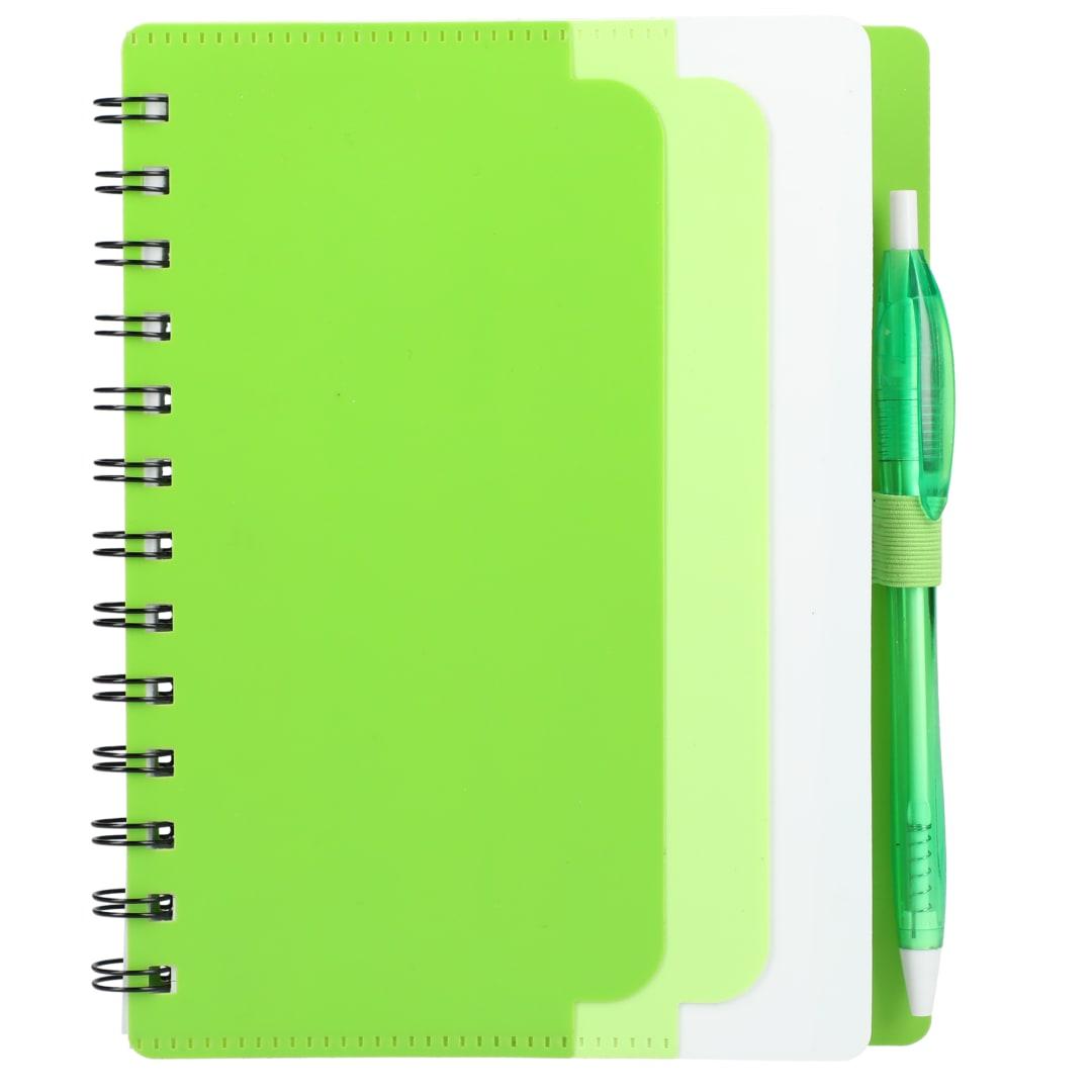 5 X 7 recycled dual pocket spiral notebook w pen Blue miniatura 10