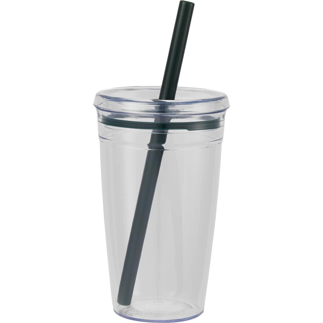 Anna recycled acrylic tumbler w/ straw 15oz Black miniatura 9