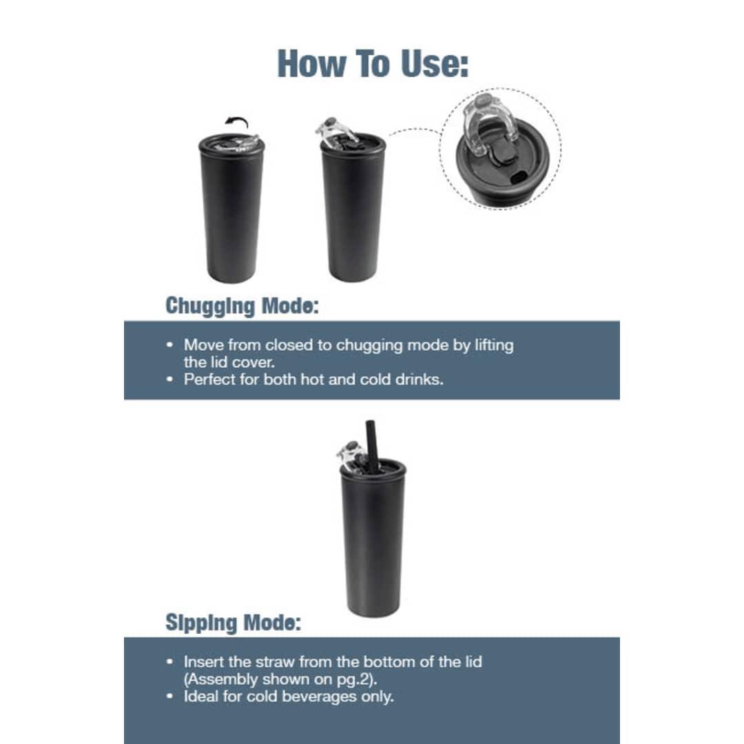 Kyser recycled vacuum tumbler w/ straw 20oz Black miniatura 3