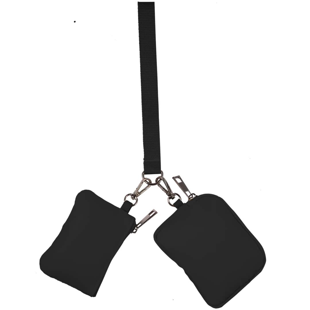Daybreak recycled dual lanyard Black front