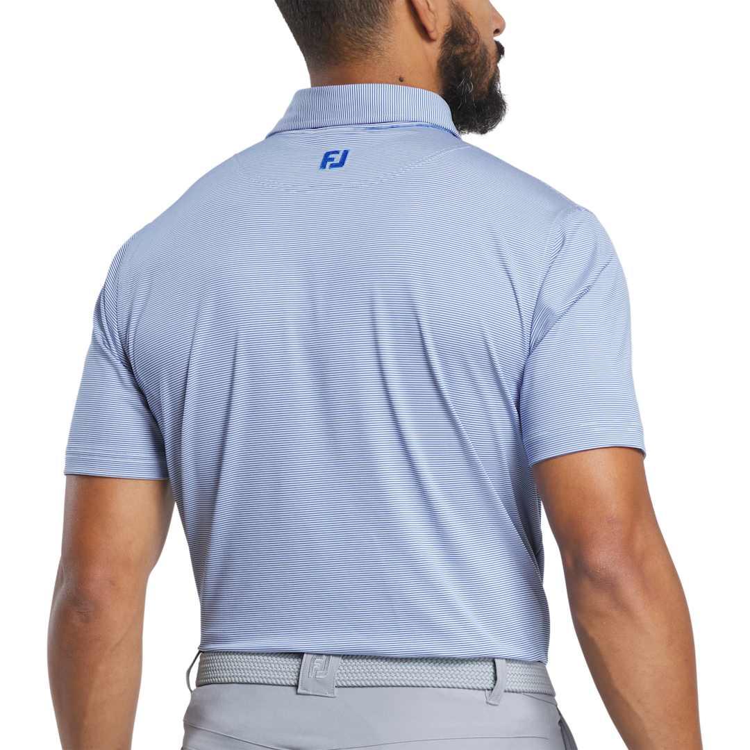 Footjoy mens microfeeder stripe polo Royal front