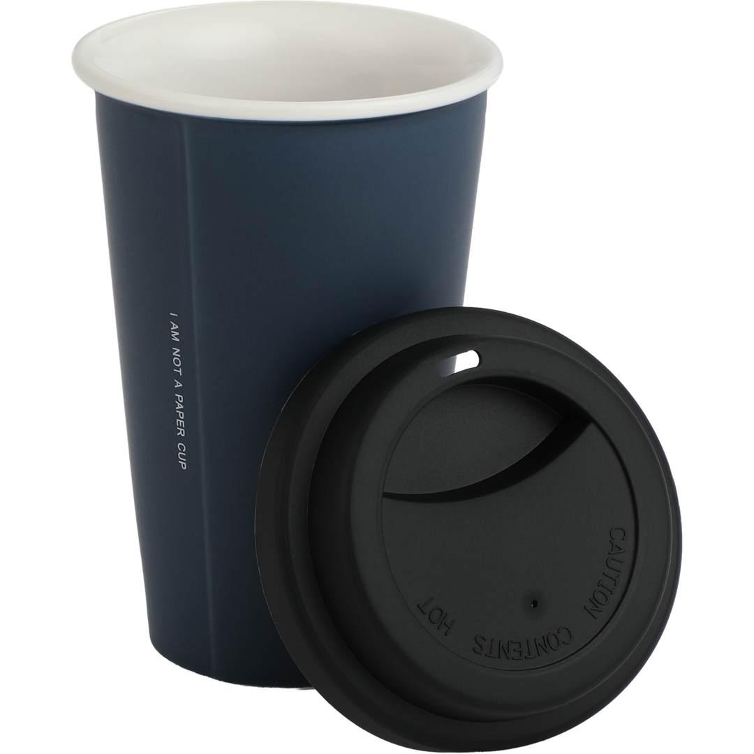 Im not a paper cup 10oz ceramic tumbler w/ lid Black miniatura 8