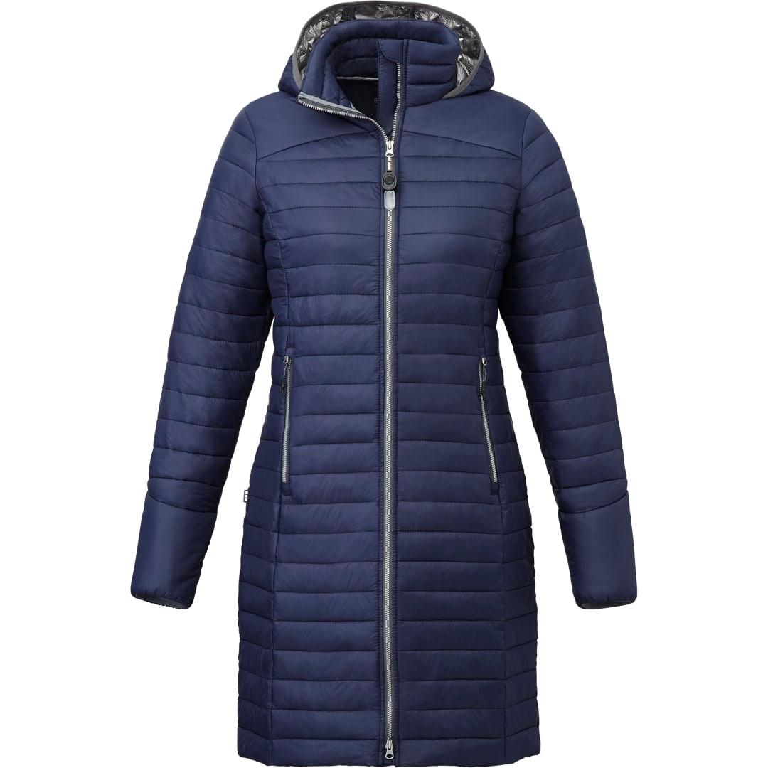 Womens silverton long packable insulated jacket Navy Blue miniatura 3