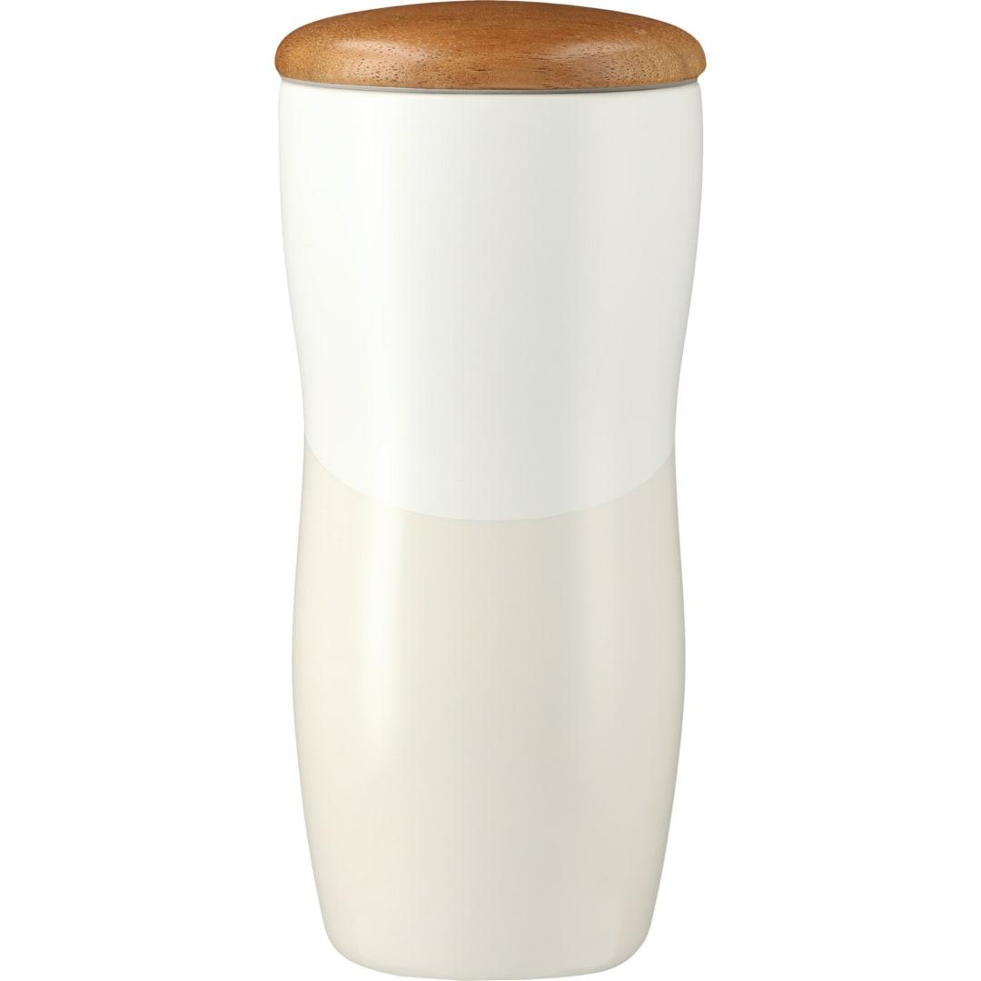 Reno double wall ceramic tumbler w/wood lid 10oz Black miniatura 11