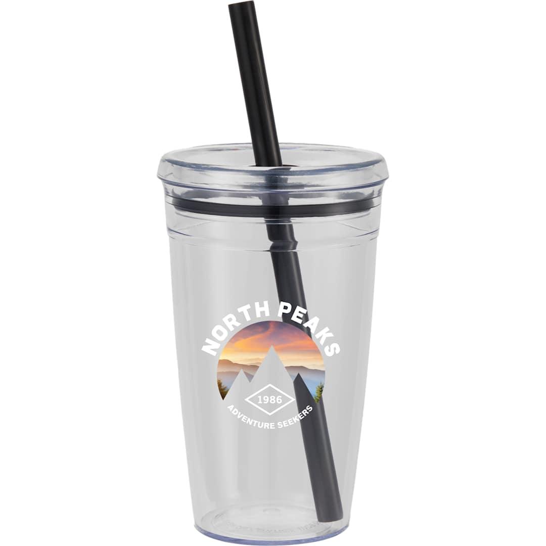 Anna recycled acrylic tumbler w/ straw 15oz Black miniatura 4