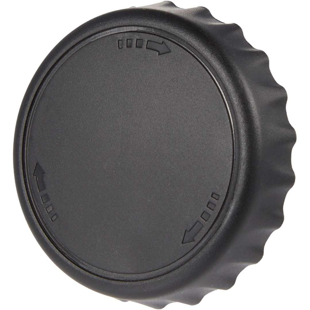 Recycled bottle topper & opener Black front