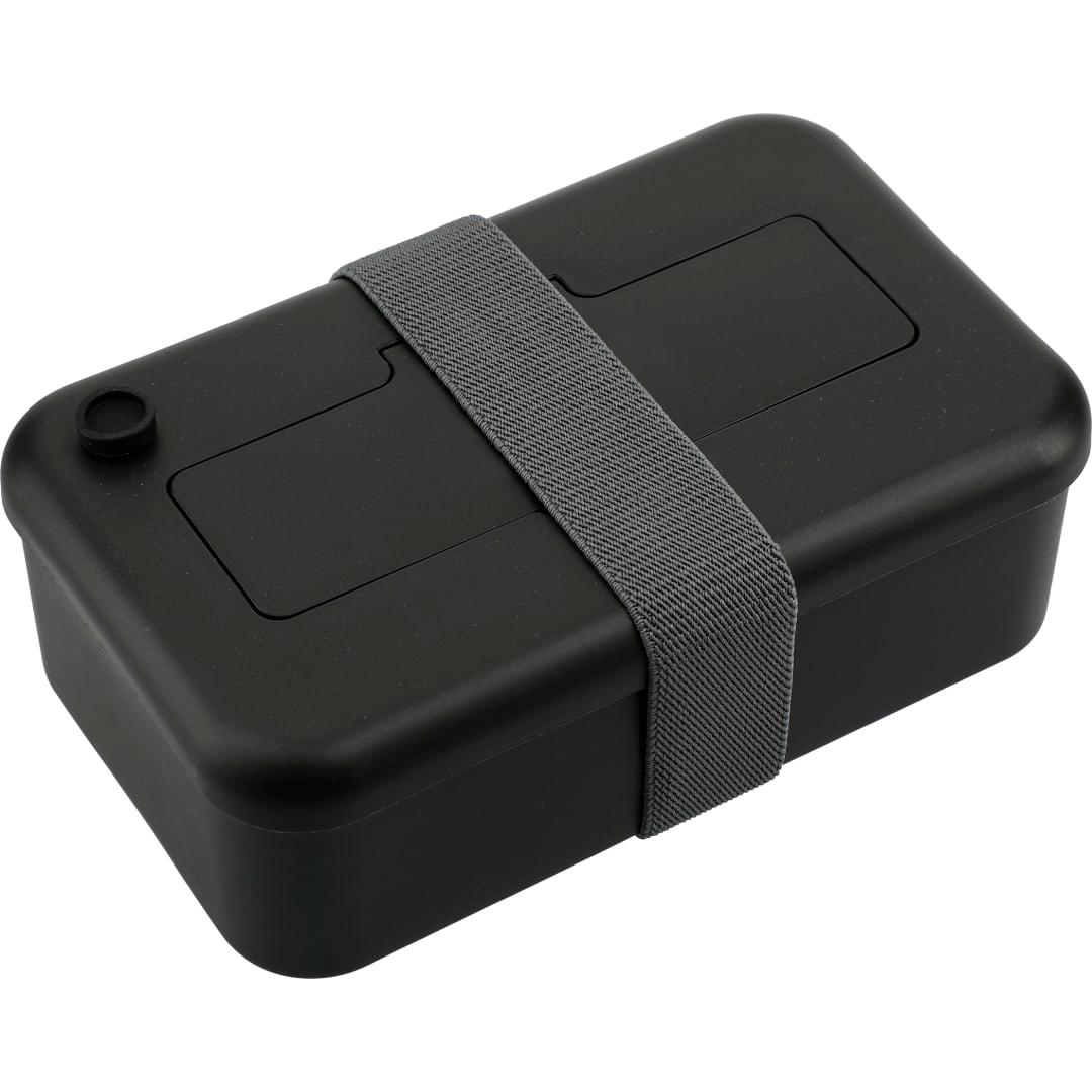 Bamboo fiber lunch box with utensils Black miniatura 3