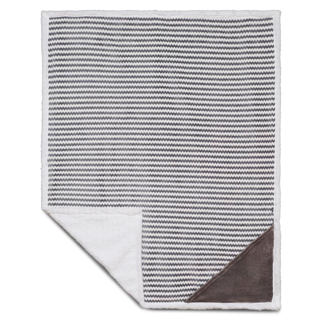 Field & co.® chevron striped sherpa blanket Navy Blue miniatura 7