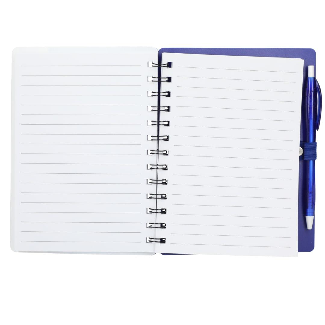 5 X 7 recycled dual pocket spiral notebook w pen Blue miniatura 15