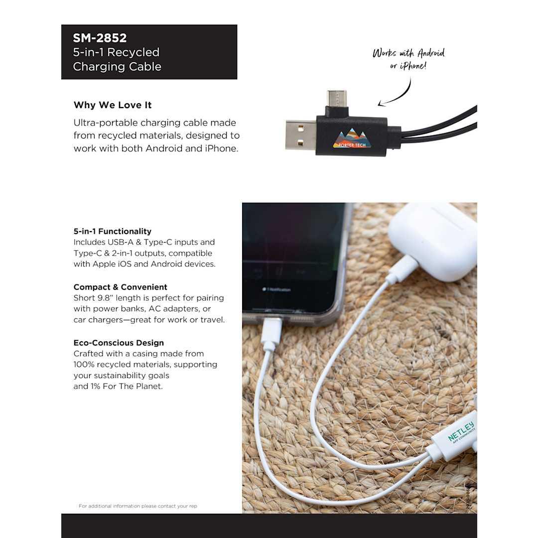 5-In-1 recycled charging cable Black miniatura 4