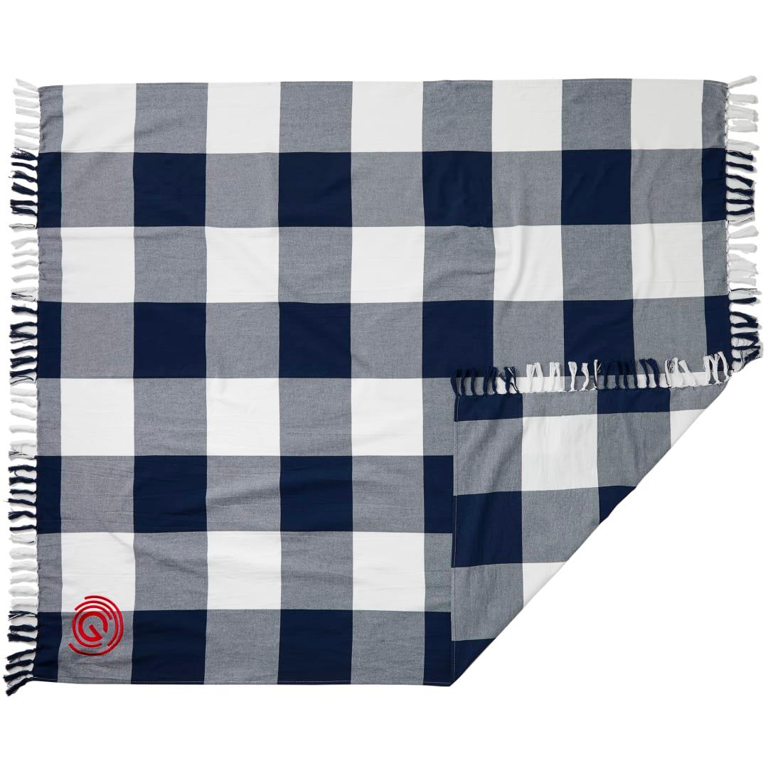 Field & co. 100% organic cotton check throw blanke Navy Blue miniatura 6