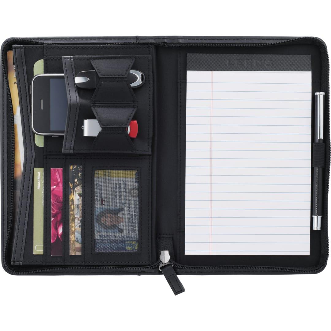 Fsc® mix pedova™ recycled jr. zippered padfolio Black front