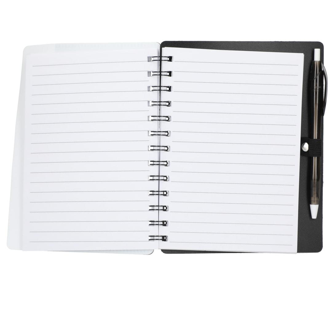 5 X 7 recycled dual pocket spiral notebook w pen Blue miniatura 3