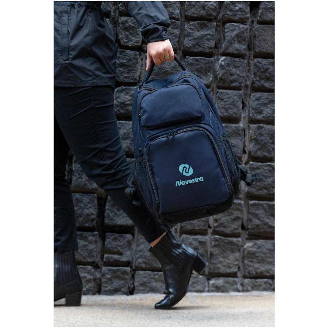 Commander recycled 16 computer backpack Navy Blue front
