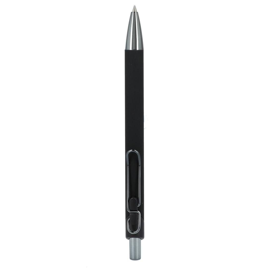 Metallic recycled aluminum soft touch gel pen Black miniatura 3