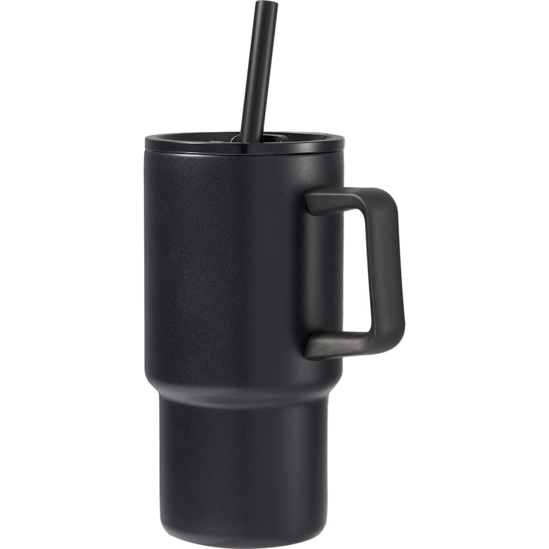 Summit 18oz recycled vacuum insulated mug w/ straw Black front