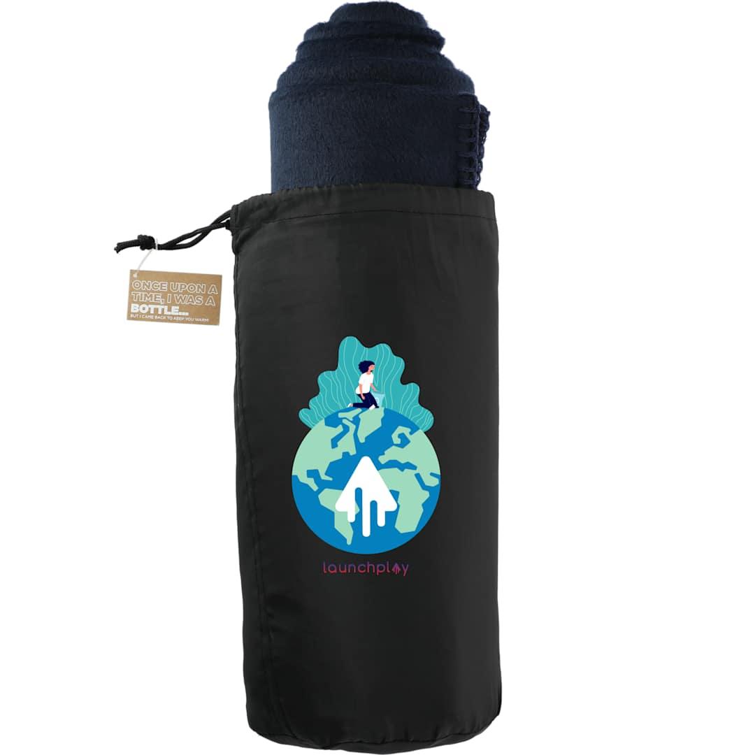 100% Recycled pet fleece blanket with rpet pouch Navy Blue miniatura 19