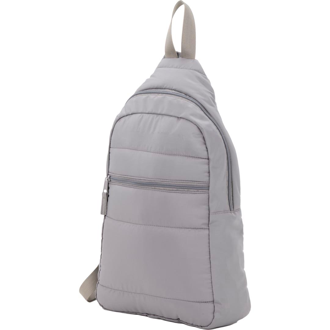Puffer recycled sling backpack Grey front