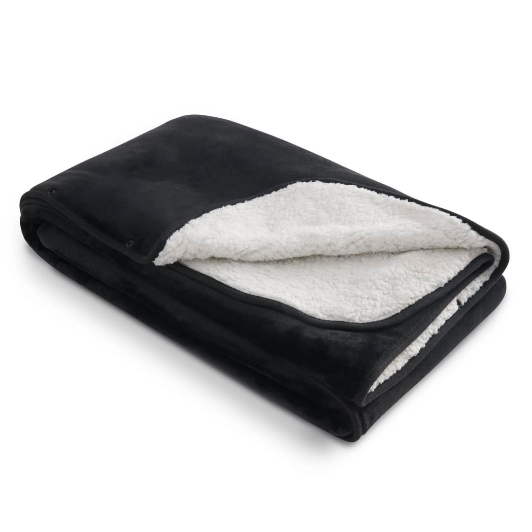 Oversized wearable wfh cozy fleece sherpa blanket Black miniatura 3