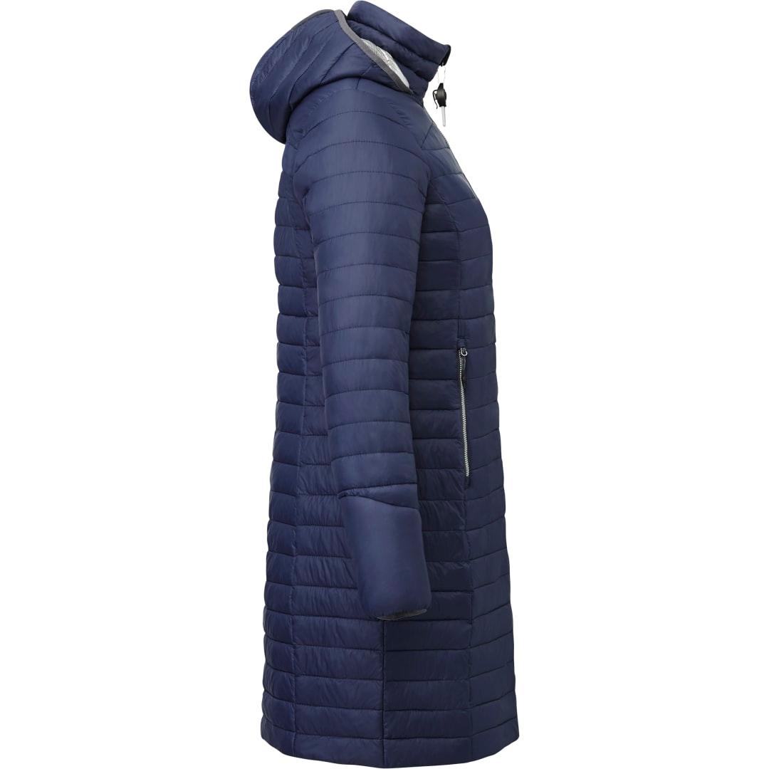 Womens silverton long packable insulated jacket Navy Blue miniatura 5