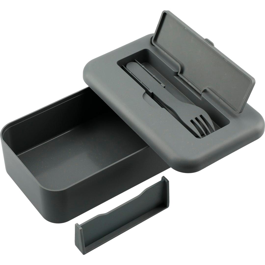 Bamboo fiber lunch box with utensils Black miniatura 14
