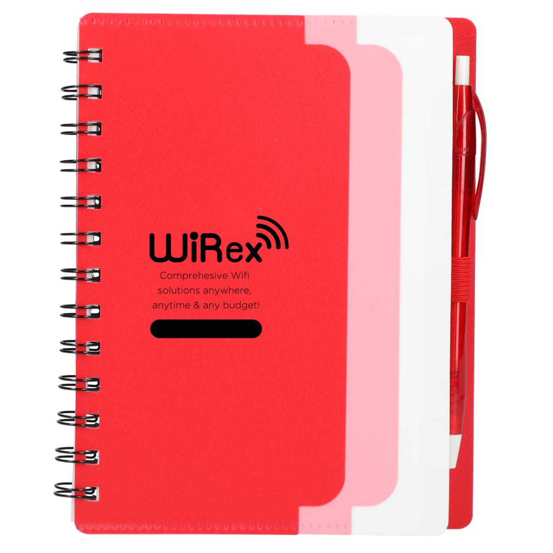 5 X 7 recycled dual pocket spiral notebook w pen Blue miniatura 20