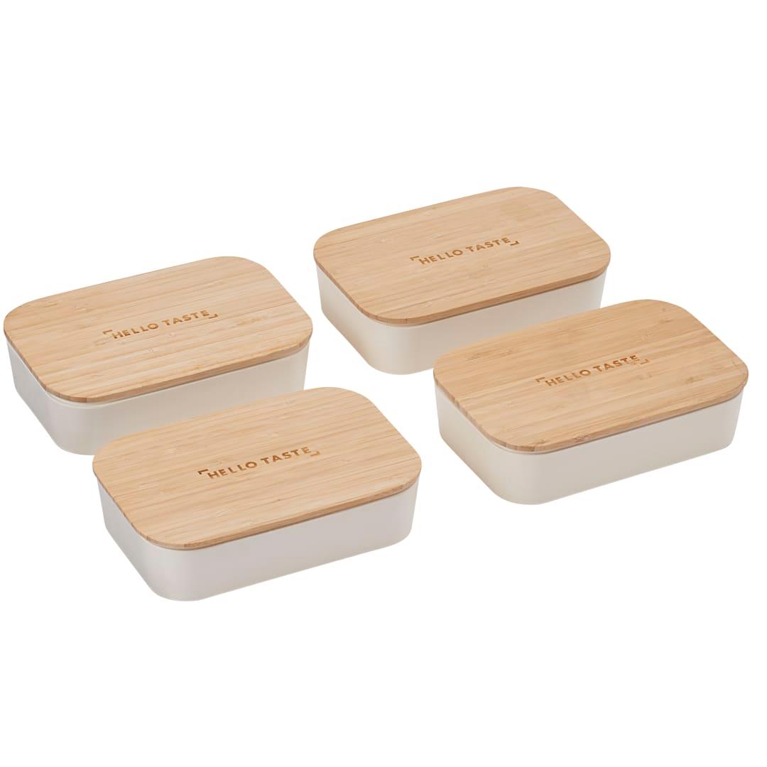 Bamboo fiber lunch box with cutting board lid Beige miniatura 3