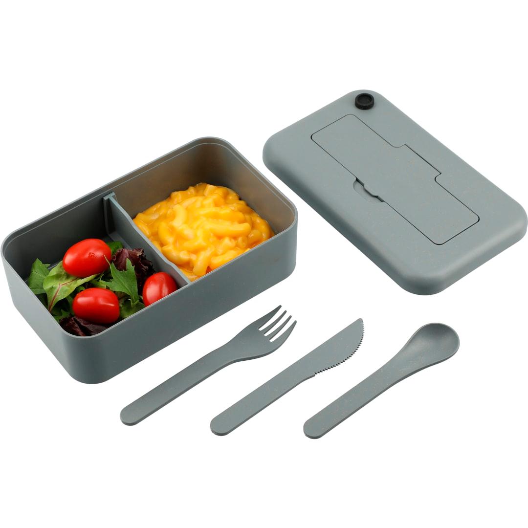 Bamboo fiber lunch box with utensils Black miniatura 10