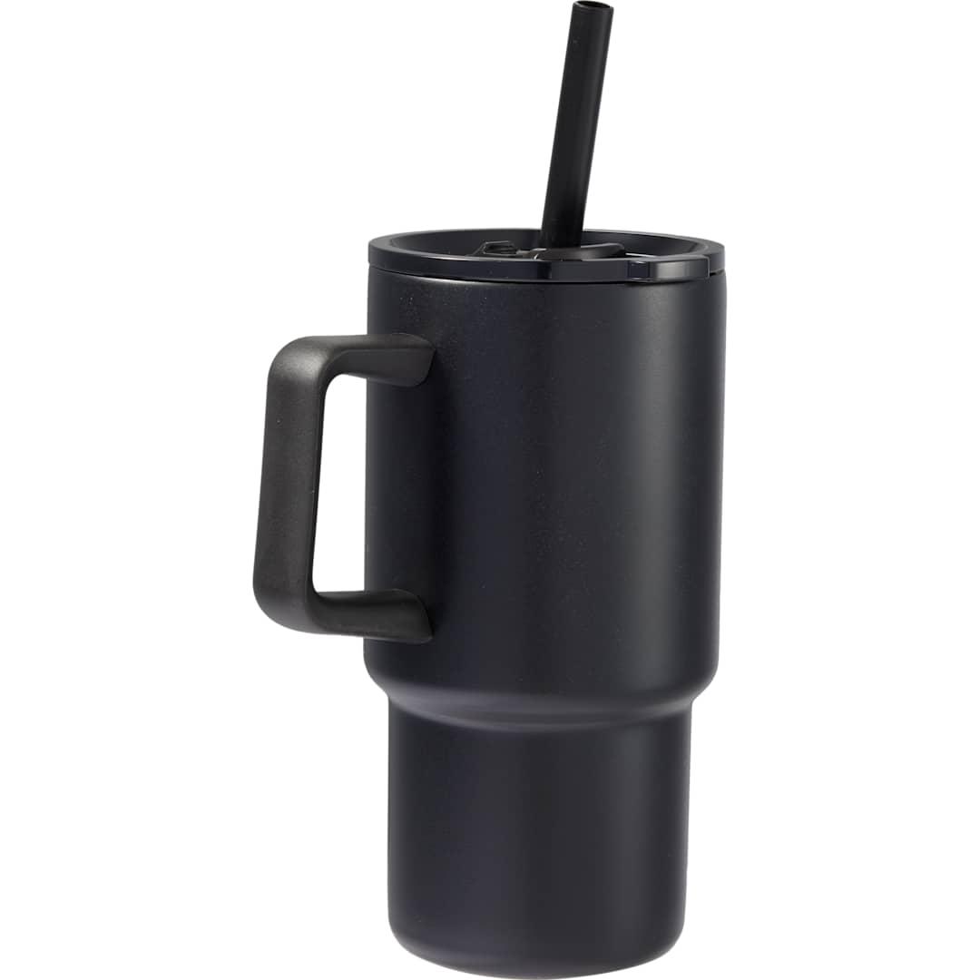 Summit 18oz recycled vacuum insulated mug w/ straw Black miniatura 5