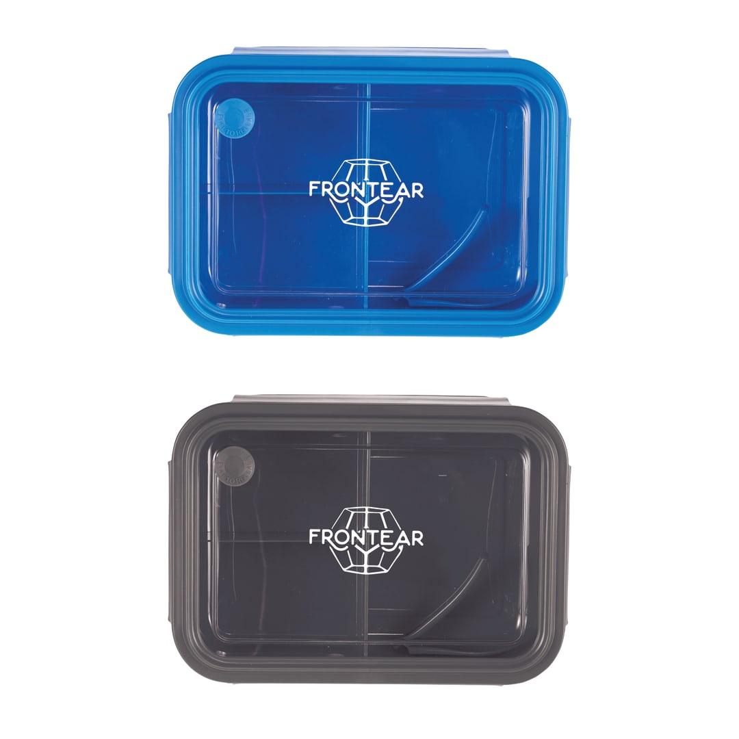 Three compartment food storage bento box Blue miniatura 11
