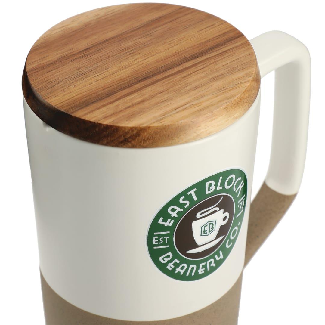 Tahoe tea & coffee ceramic mug with wood lid 16oz Black miniatura 15