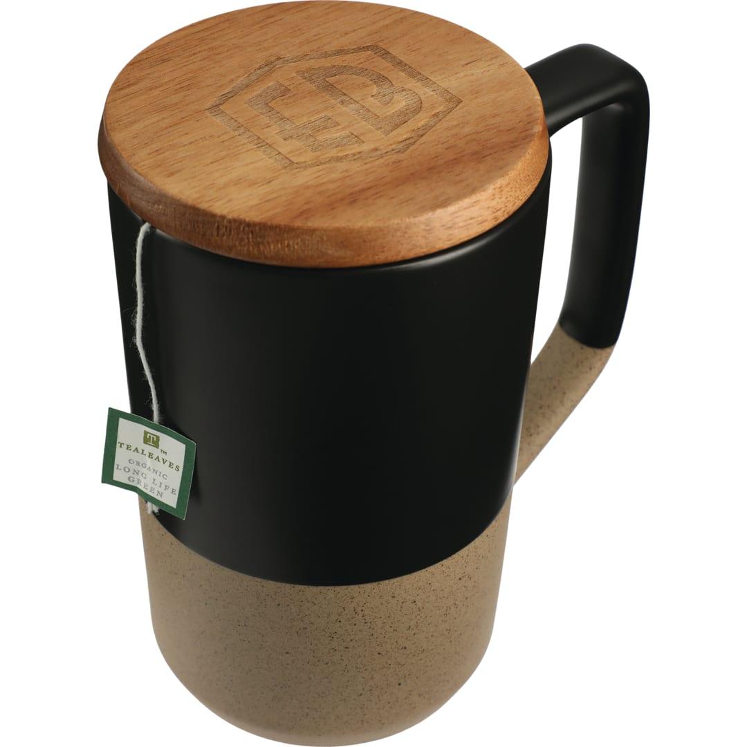 Tahoe tea & coffee ceramic mug with wood lid 16oz Black miniatura 9