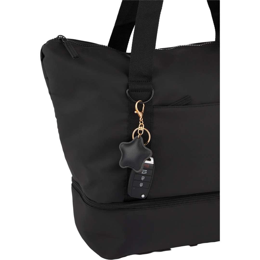 Star leather keychain Black miniatura 4