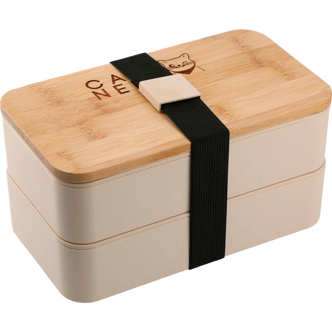 Stackable bamboo fiber bento box Beige miniatura 8
