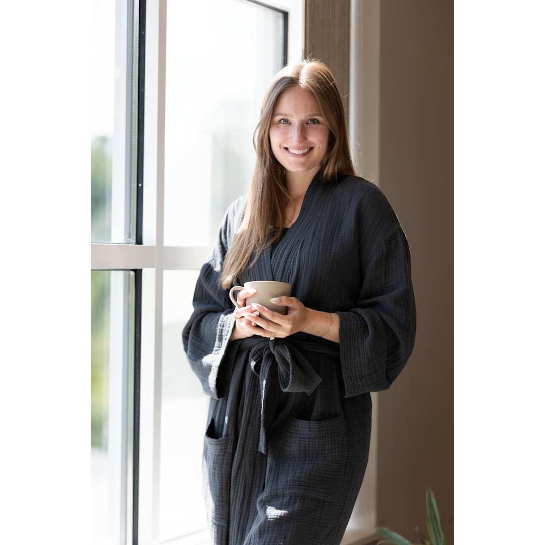 Wellable cotton robe - unisex Beige miniatura 10